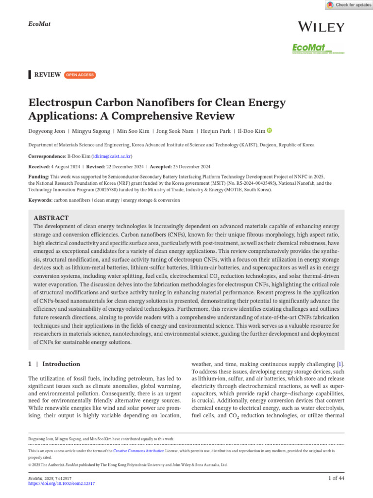 Electrospun Carbon Nanofibers Review | PDF | Carbon Nanotube ...