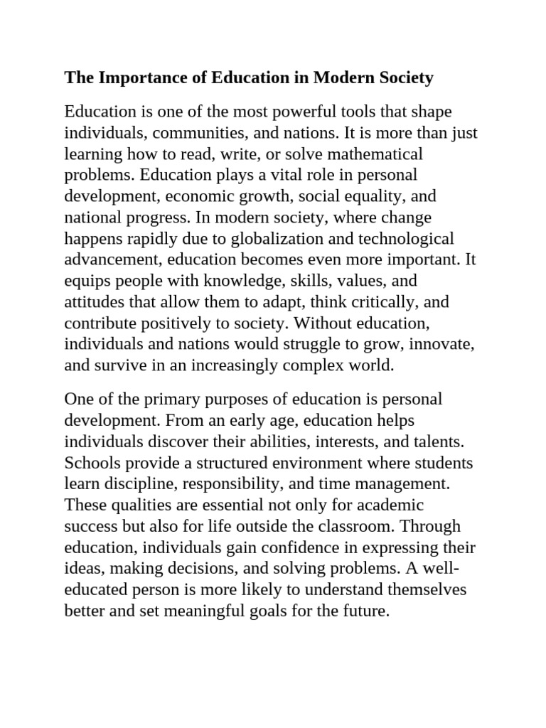 The Role of Education in Society | PDF | Economic Inequality ...
