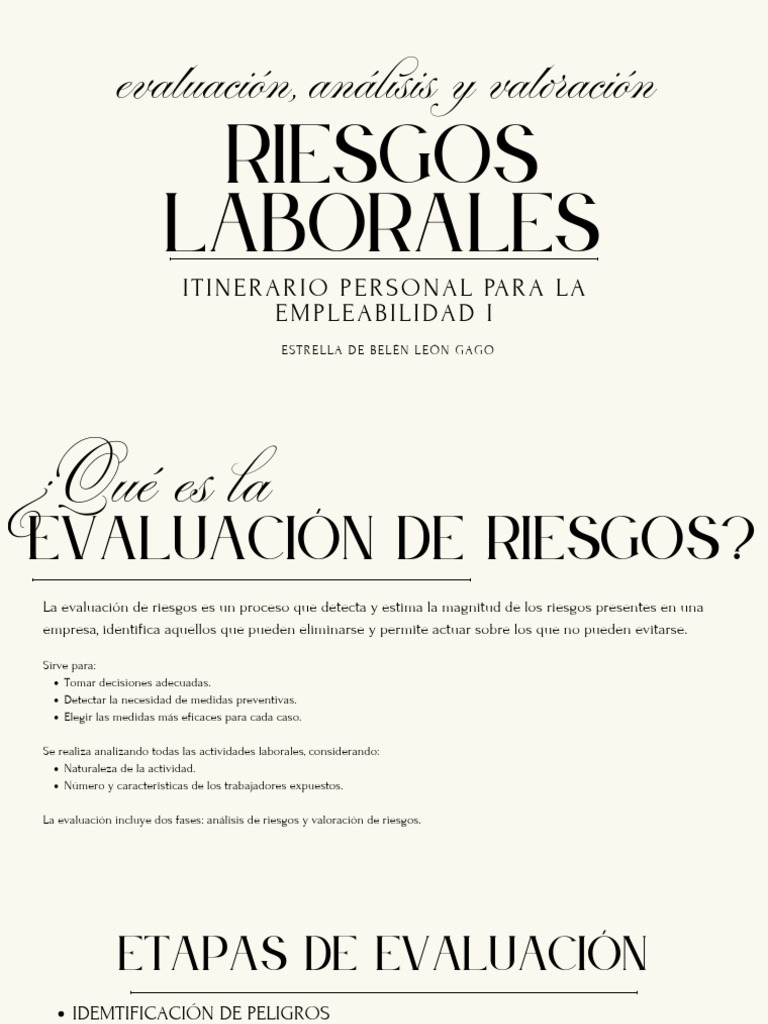 Evaluación y Valoración de Riesgos Laborales | PDF | Riesgo ...