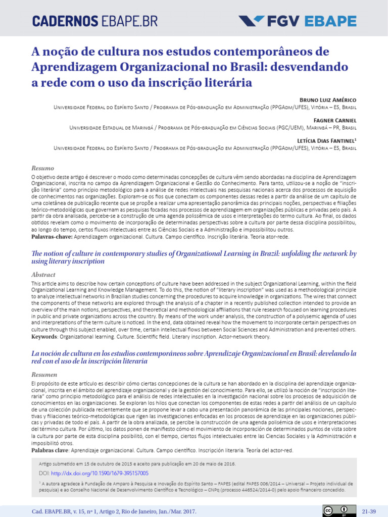 Cultura e Aprendizagem Organizacional no Brasil | PDF | Aprendizado ...