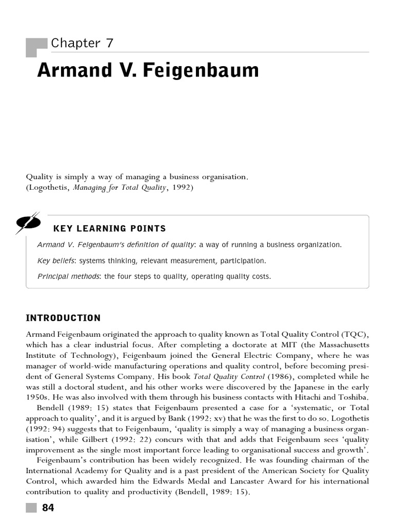 Understanding Feigenbaum's Total Quality Control | PDF | Quality Management