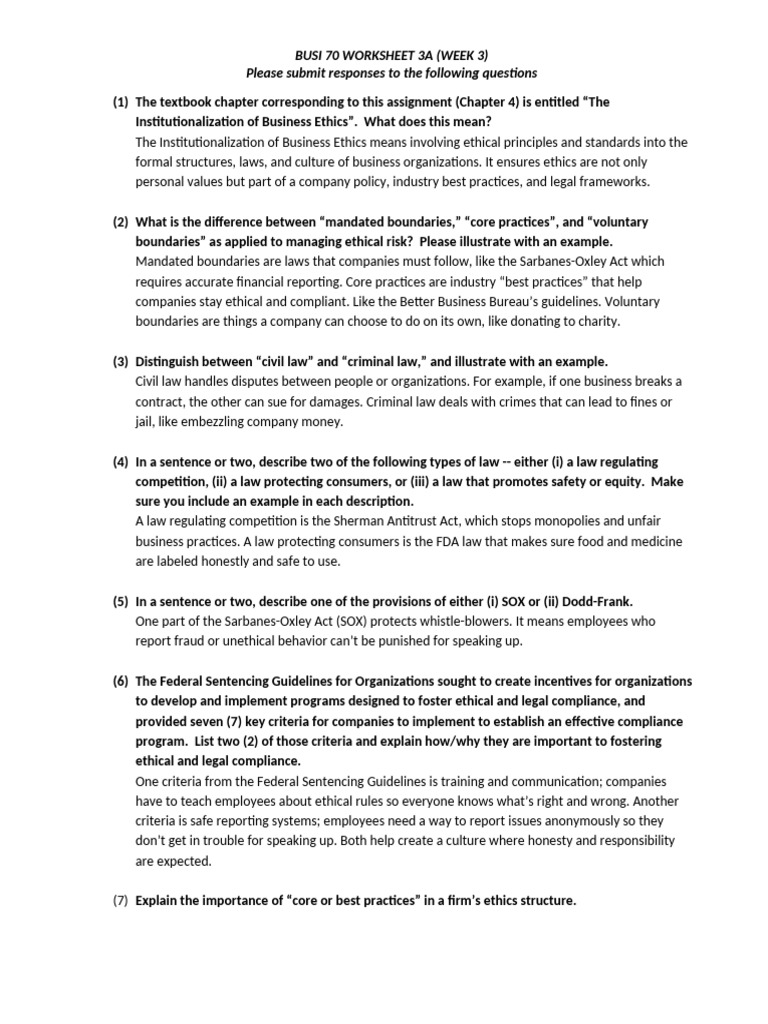 Worksheet 3A (Week 3) | PDF | Business Ethics | Justice