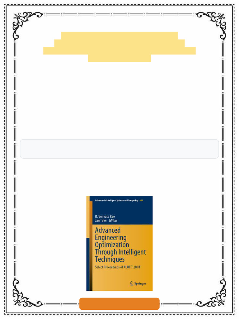 Advanced Engineering Optimization Through Intelligent Techniques ...