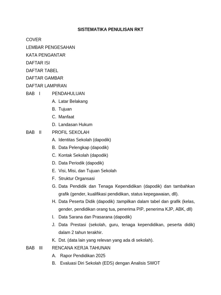 Panduan Penulisan RKT Sekolah 2026 | PDF