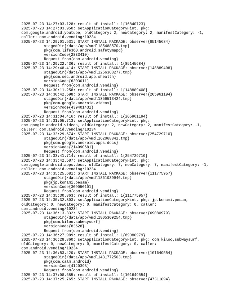 Android App Installation Logs 2025 | PDF | Android (Operating System ...