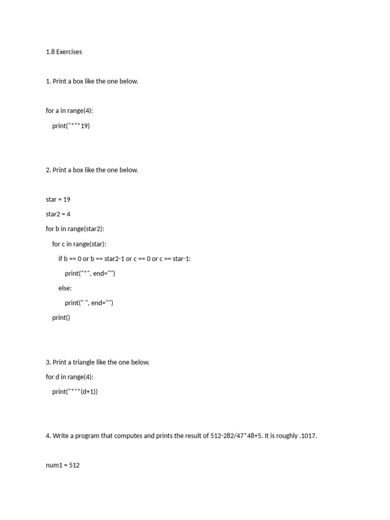 Python Programming Exercises Guide | PDF | Trigonometric Functions ...