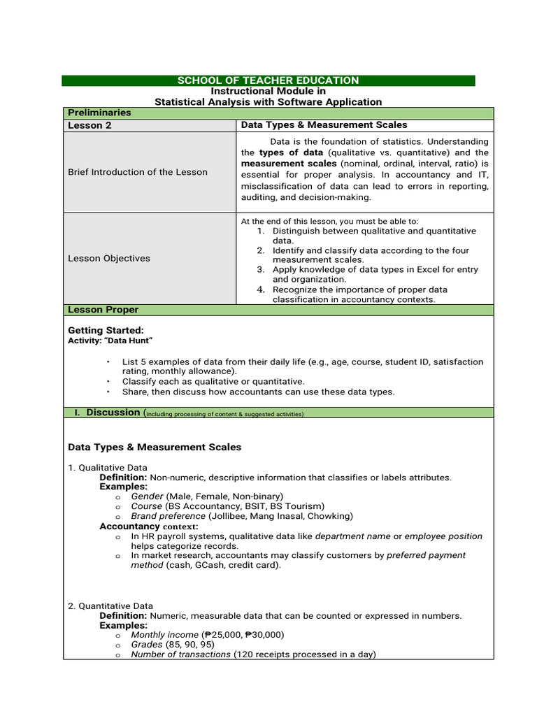 SLM 2 - MAS 7 - 2025-2026 Student's | PDF | Level Of Measurement | Data