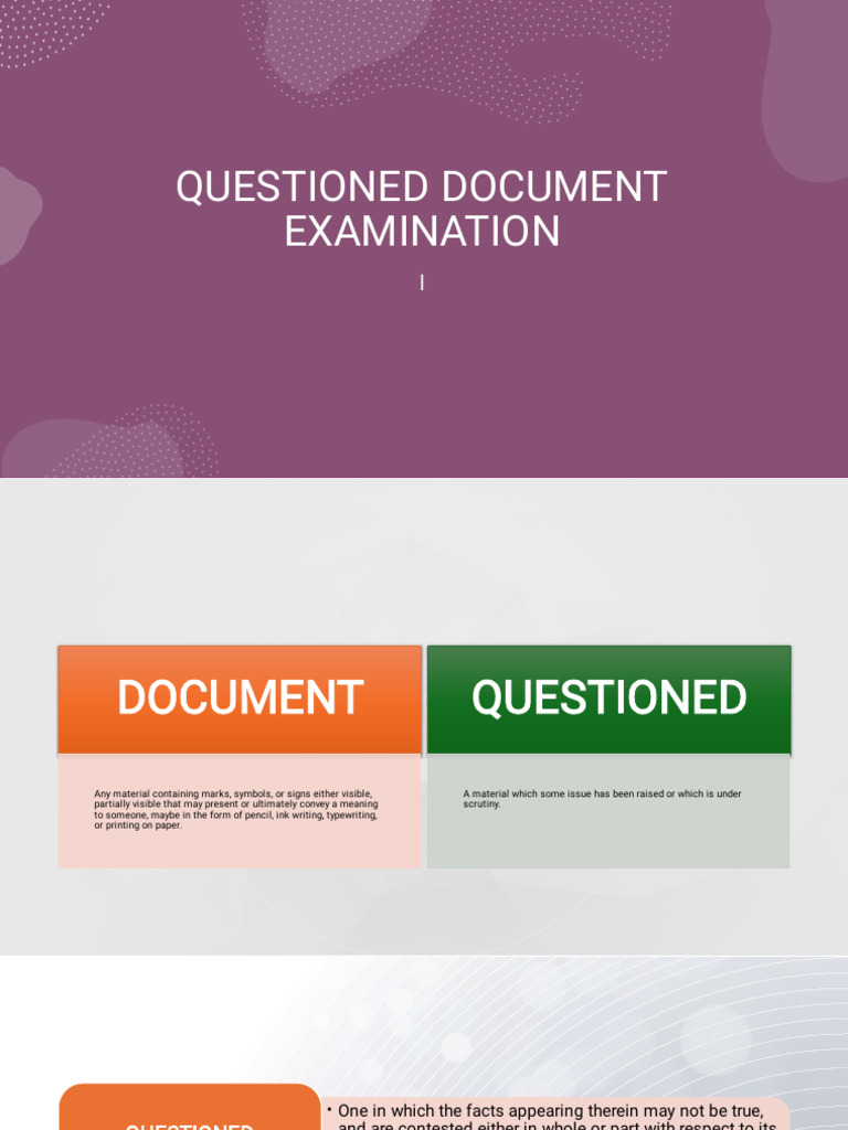 Understanding Questioned Document Examination | PDF | Signature ...
