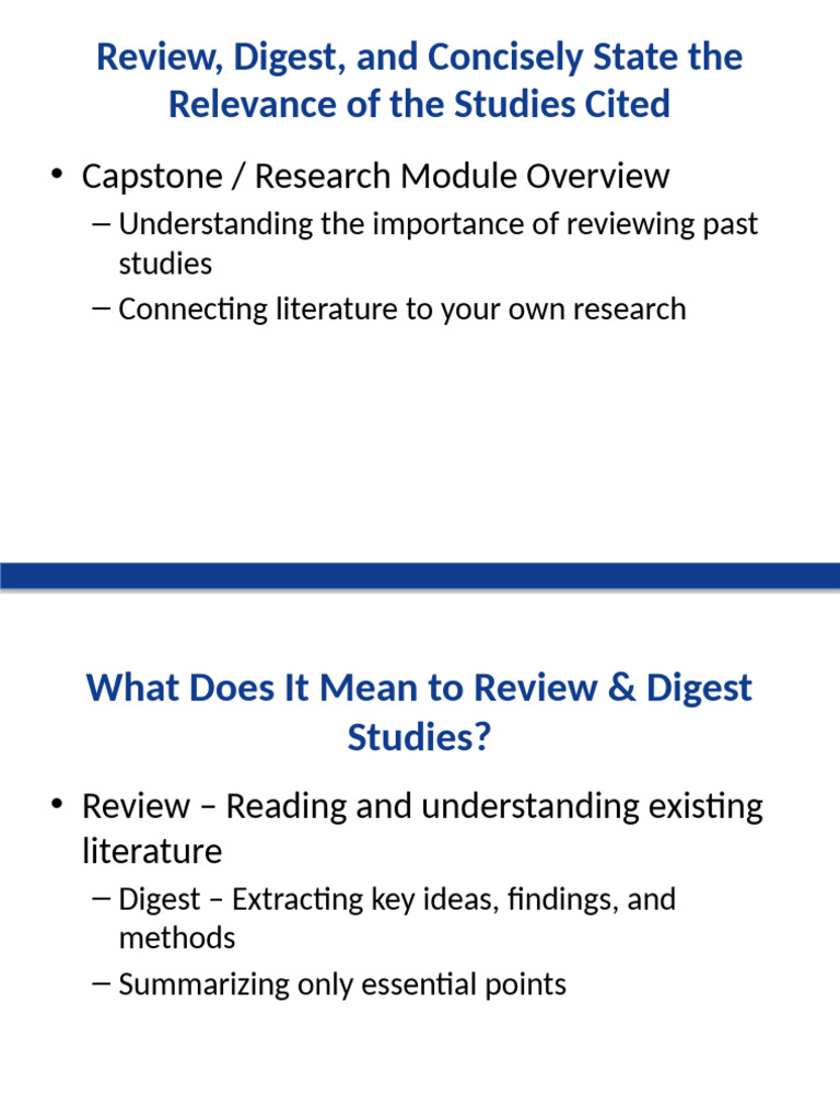 Reviewing and Digesting Research Studies | PDF