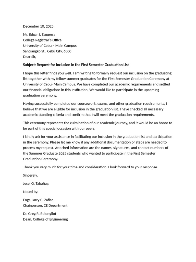 Letter For Inclusion 2 | PDF