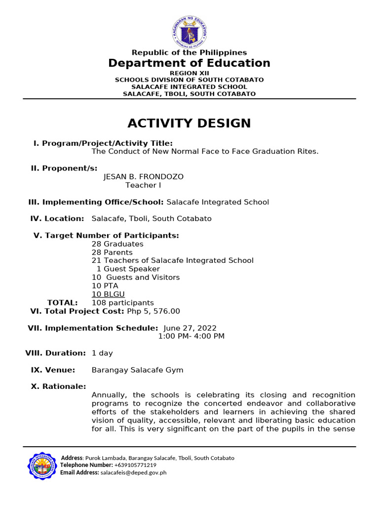 Salacafe Integrated School Graduation 2022 | PDF