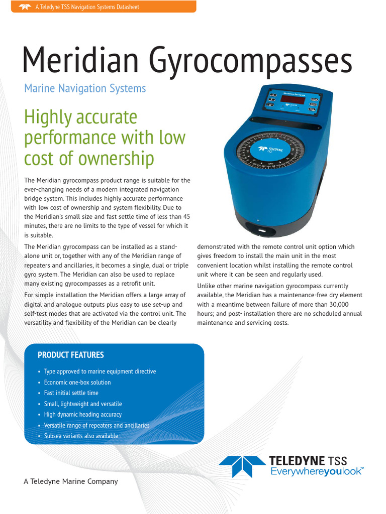 Meridian Gyrocompasses Datasheet | PDF | Compass | Gyroscope