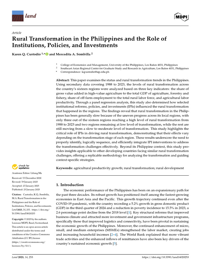 Rural Transformation in the Philippines | PDF | Cost Of Living ...