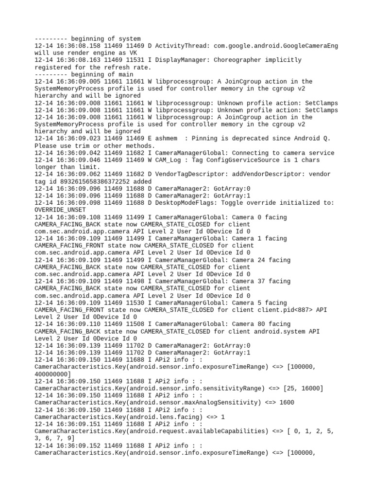 Camera Service Log Analysis | PDF | Operating System Families ...