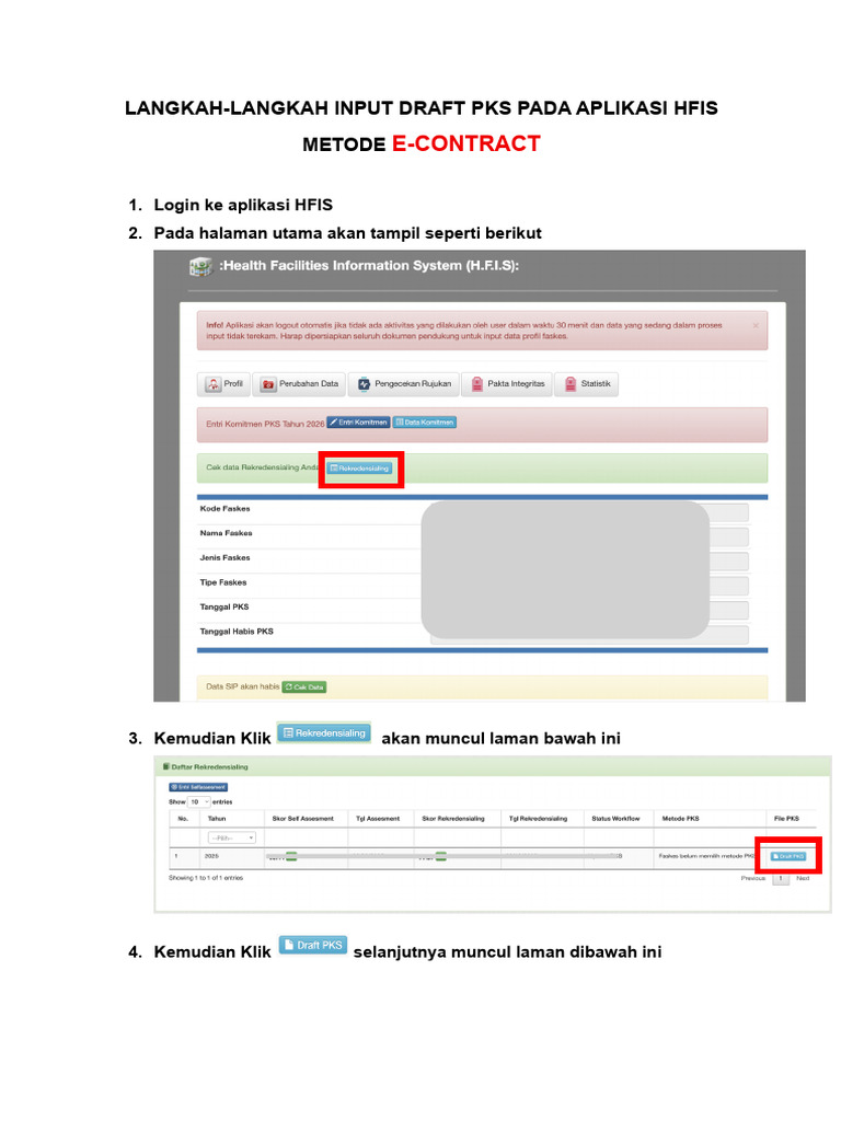Panduan Input Draft PKS E-Contract HFIS | PDF