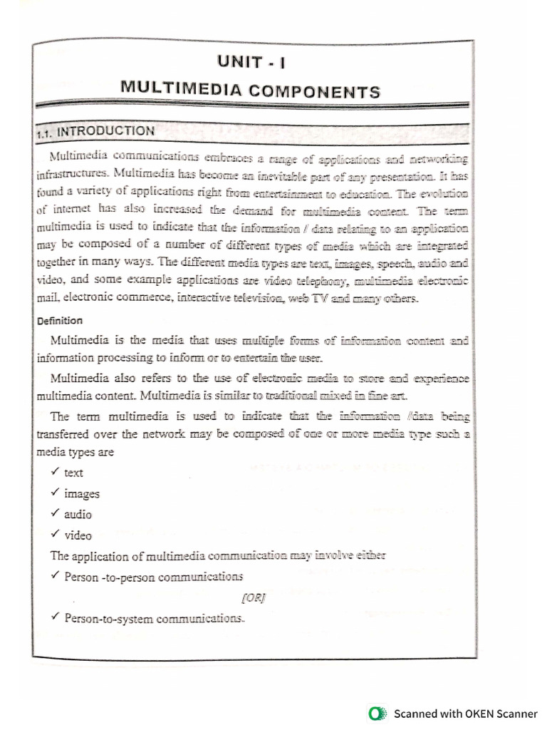 Multimedia Unit 1-3 | PDF