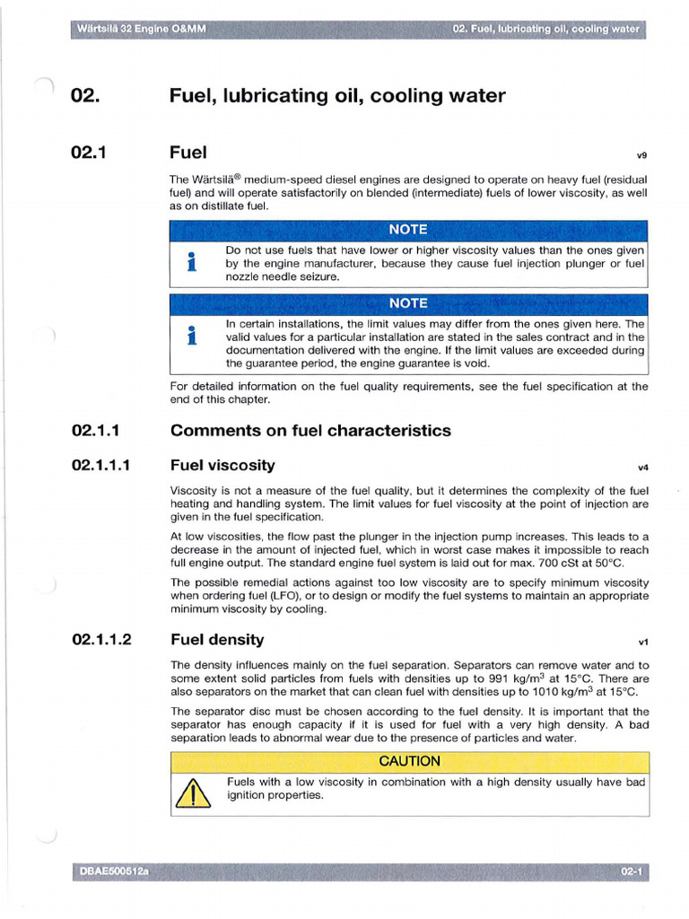 Wartsila 32 Engine Fuel Specifications Guide | PDF | Diesel Engine ...