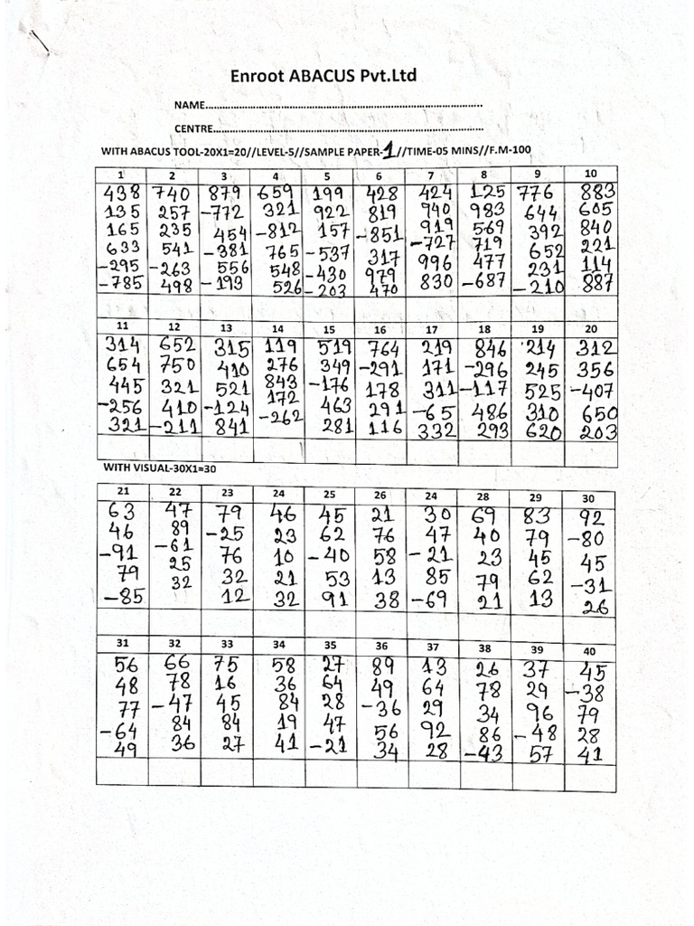 Level - 5 Sample Paper-01 | PDF