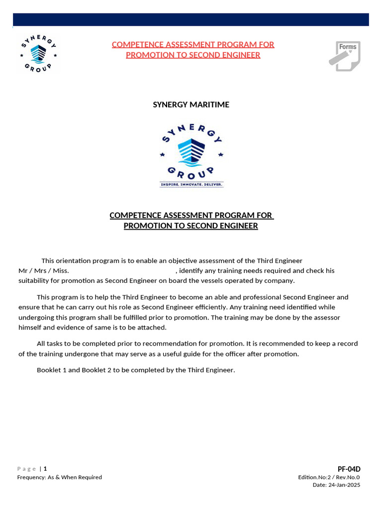 PF-04D Competence Assessment Program For Promotion To 2E | PDF | Pump ...