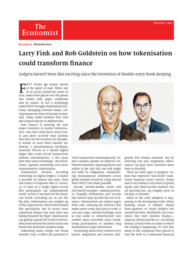 larry Fink On How Tokenisation Could Transform Finance | PDF | Exchange  Traded Fund | Cryptocurrency