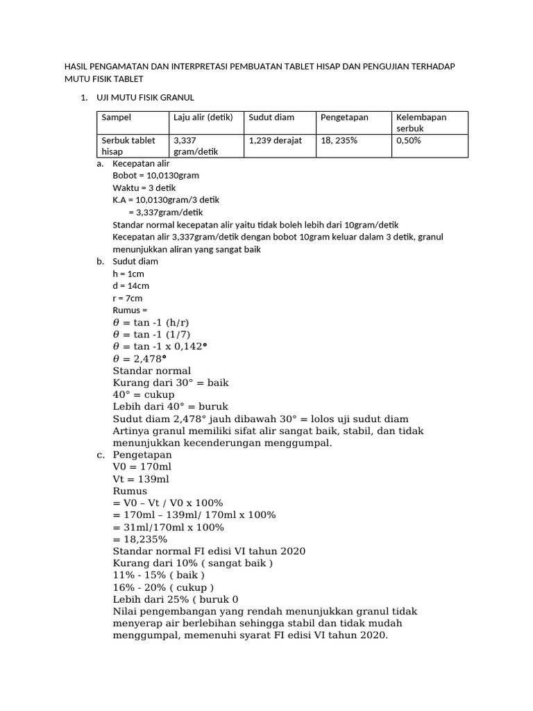 Uji Mutu Tablet Hisap Paracetamol | PDF