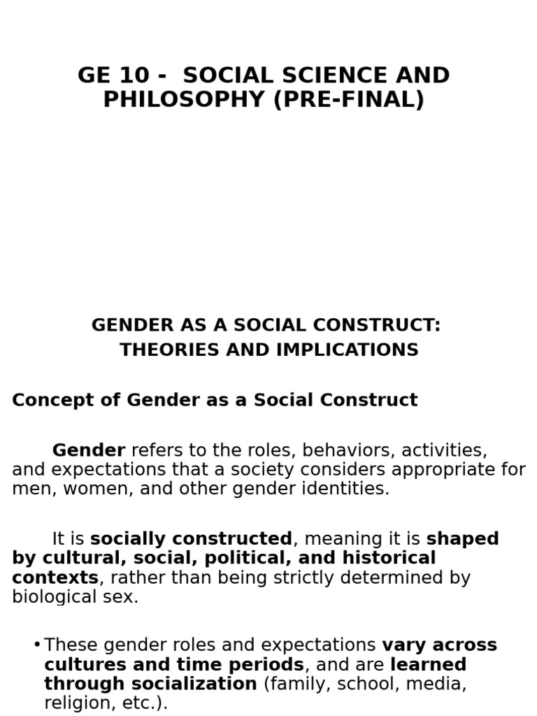 Gender as a Social Construct Explained | PDF | Gender | Gender Studies