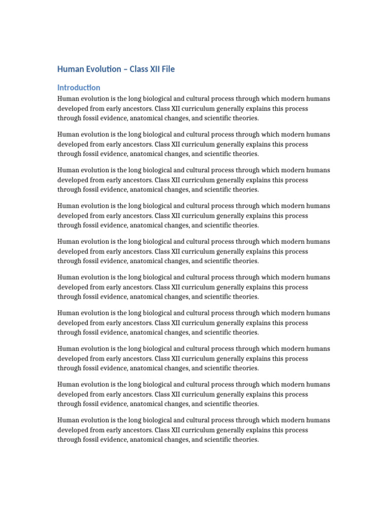 Human Evolution Overview for Class XII | PDF | Homo | Human