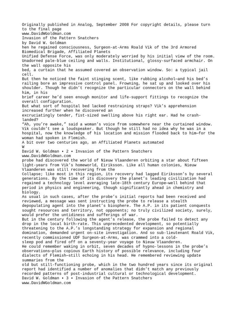 Invasion of The Pattern Snatchers | PDF | Bacteria