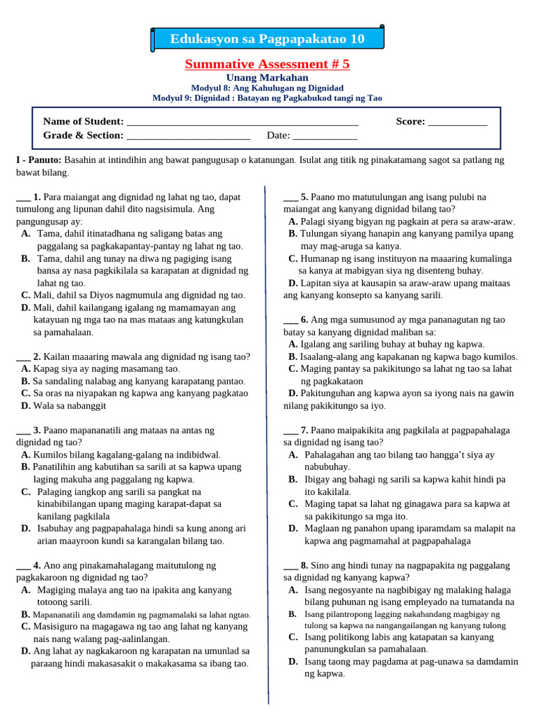 EsP Test 5 | PDF