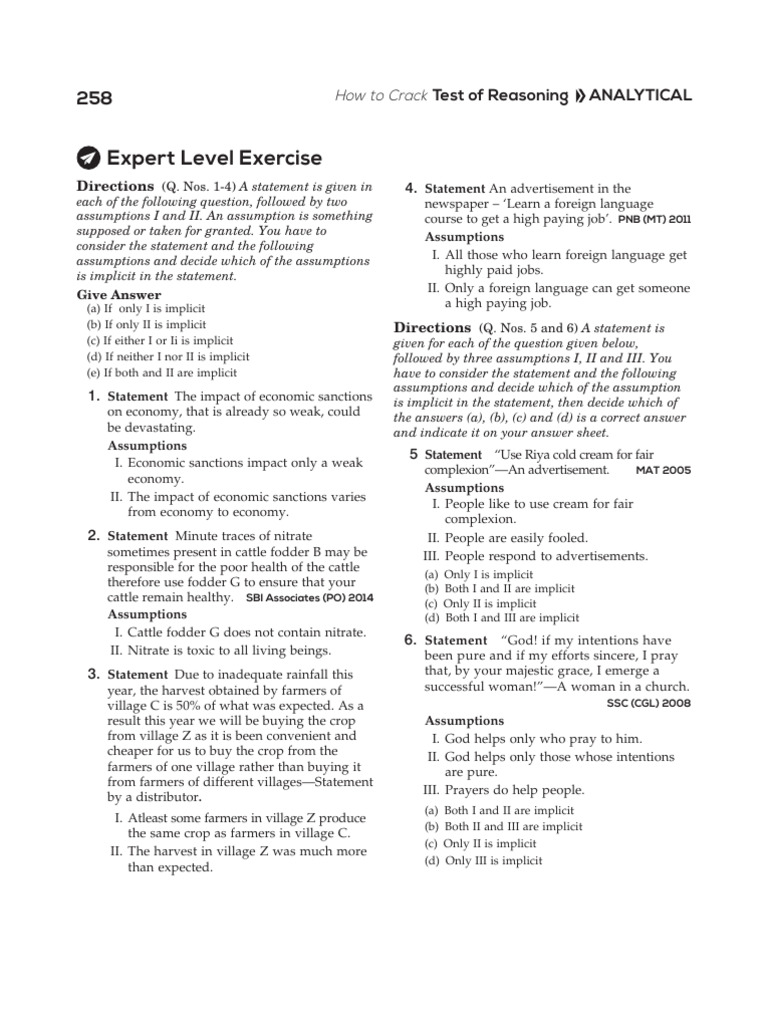 Implicit Assumptions in Statements Analysis | PDF