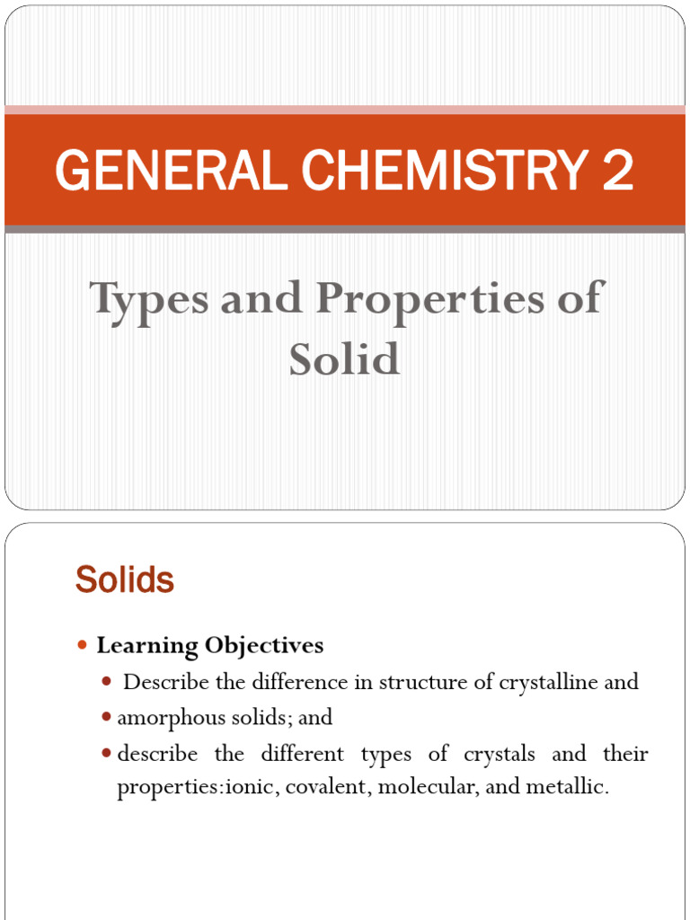 Types and Properties of Solids Explained | PDF | Ion | Salt (Chemistry)