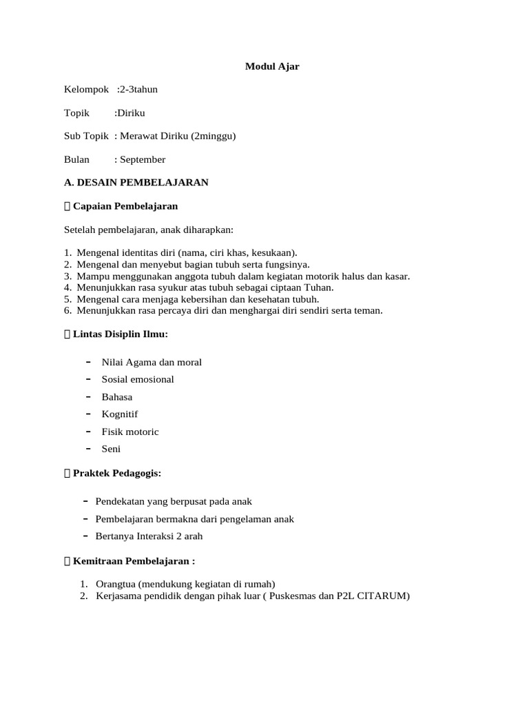 Modul Ajar Diriku - Merawat Diriku | PDF