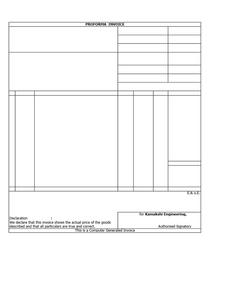 Proforma Invoice for Engineering Services | PDF | Invoice