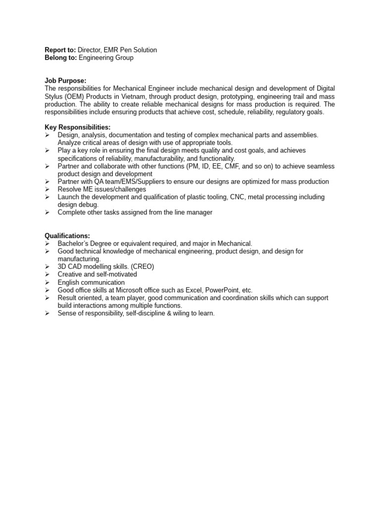 (Senior) Engineer EMR Solution | PDF