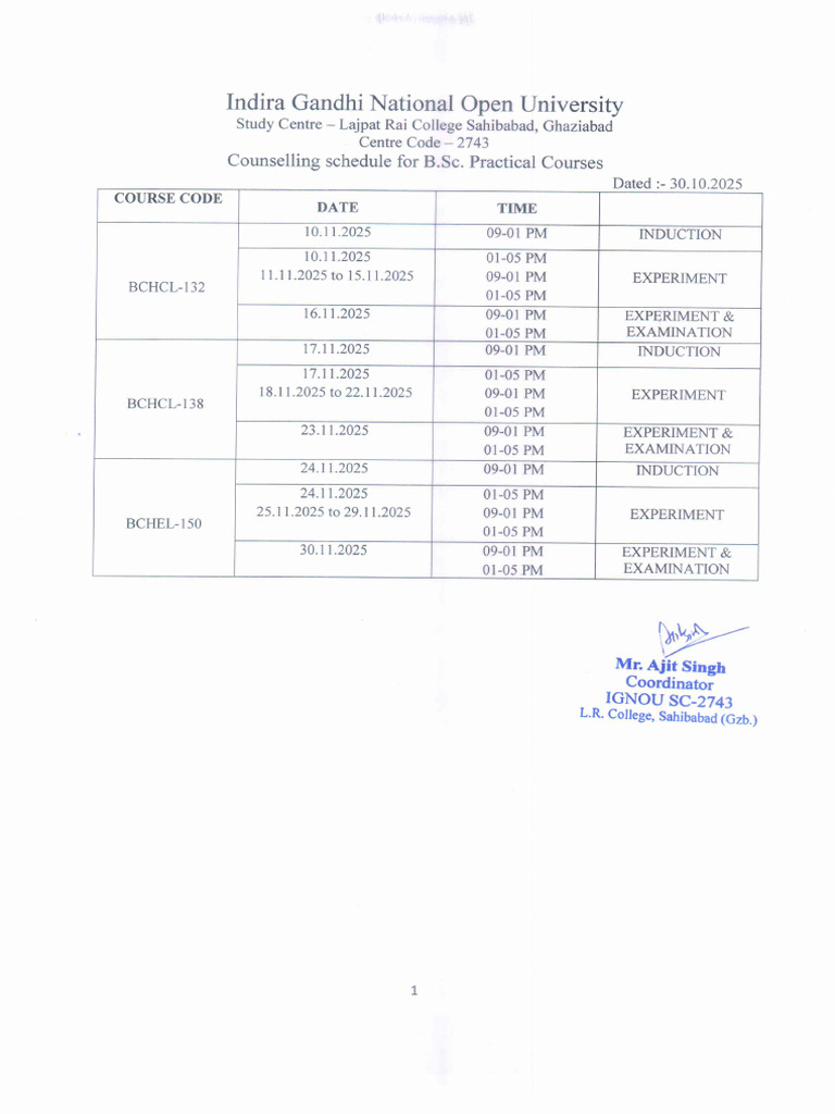 Practical Schedule | PDF