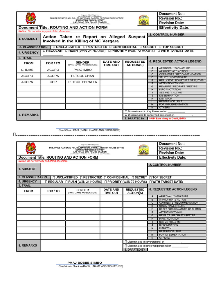 New Routing Slip Sidms | PDF | Classified Information | Government