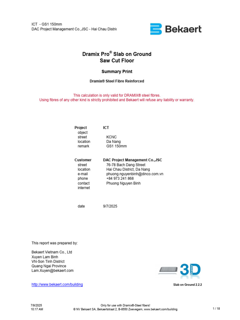 250709-DesignNote-Dramix-GS1 150mm-option 3 | PDF | Concrete | Applied ...
