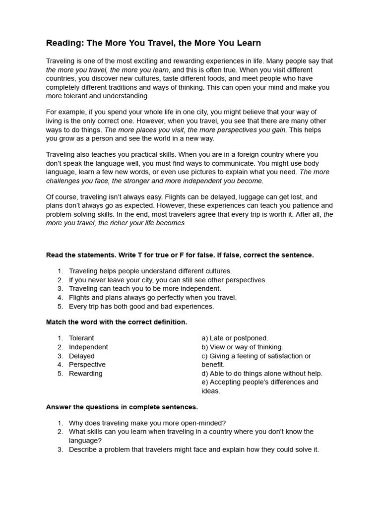 Benefits of Traveling and Learning | PDF | Thought | Behavioural Sciences