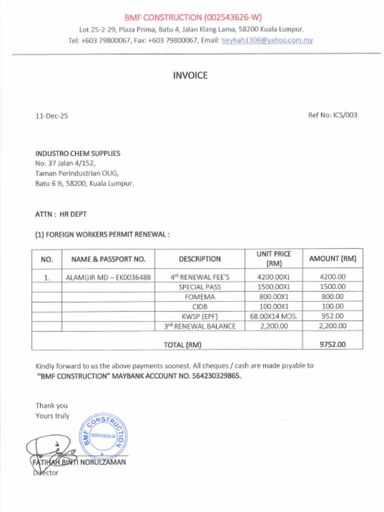 Alamgir MD Invoice | PDF