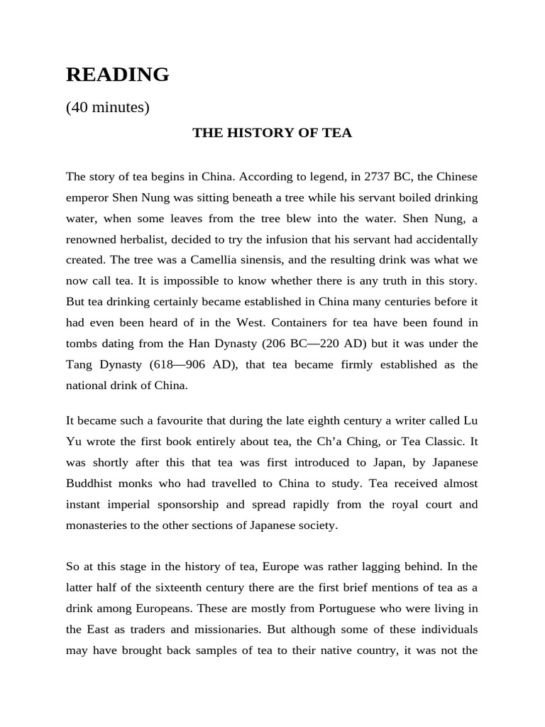 Reading Writing | PDF | Tea
