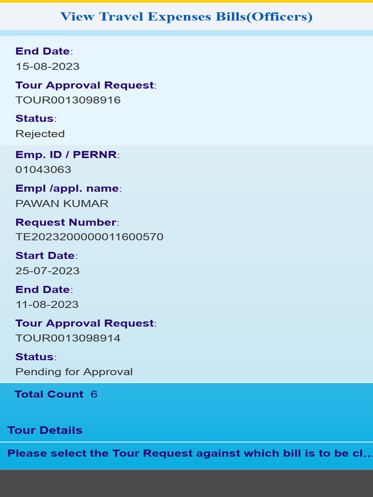 Tour Approval Status Report | PDF