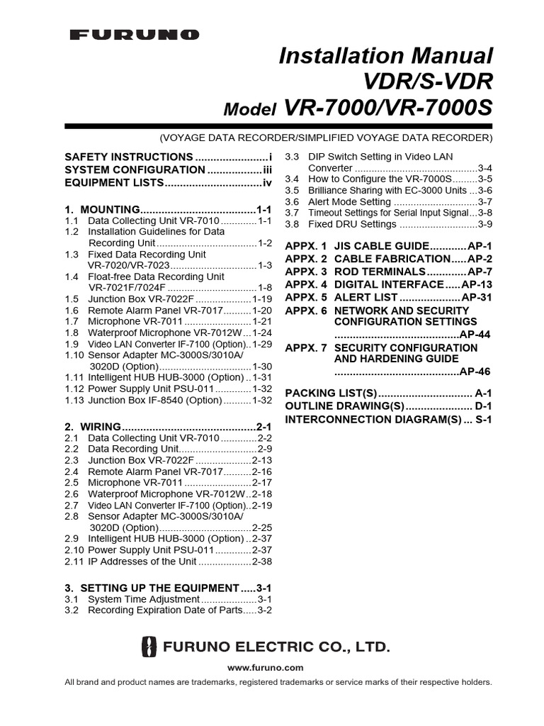 VR-7000 VDR Installation Manual | PDF | Screw | Antenna (Radio)