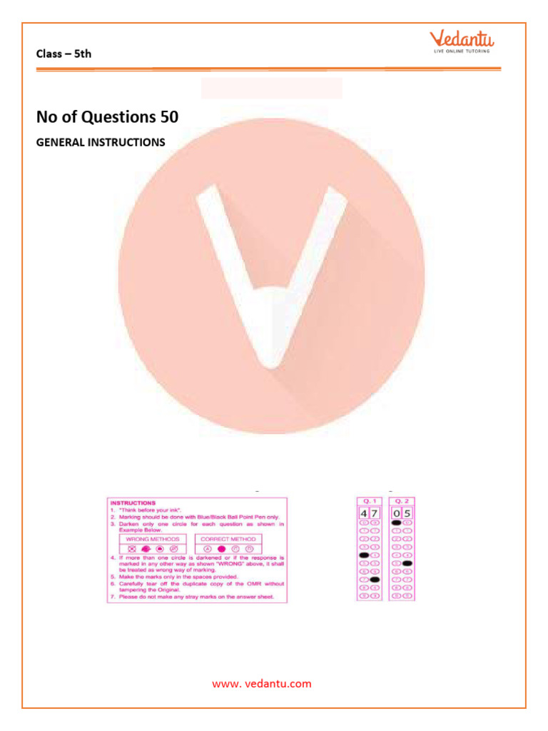 IMO Class 5 Maths Olympiad 2025-26 Vedantu | PDF