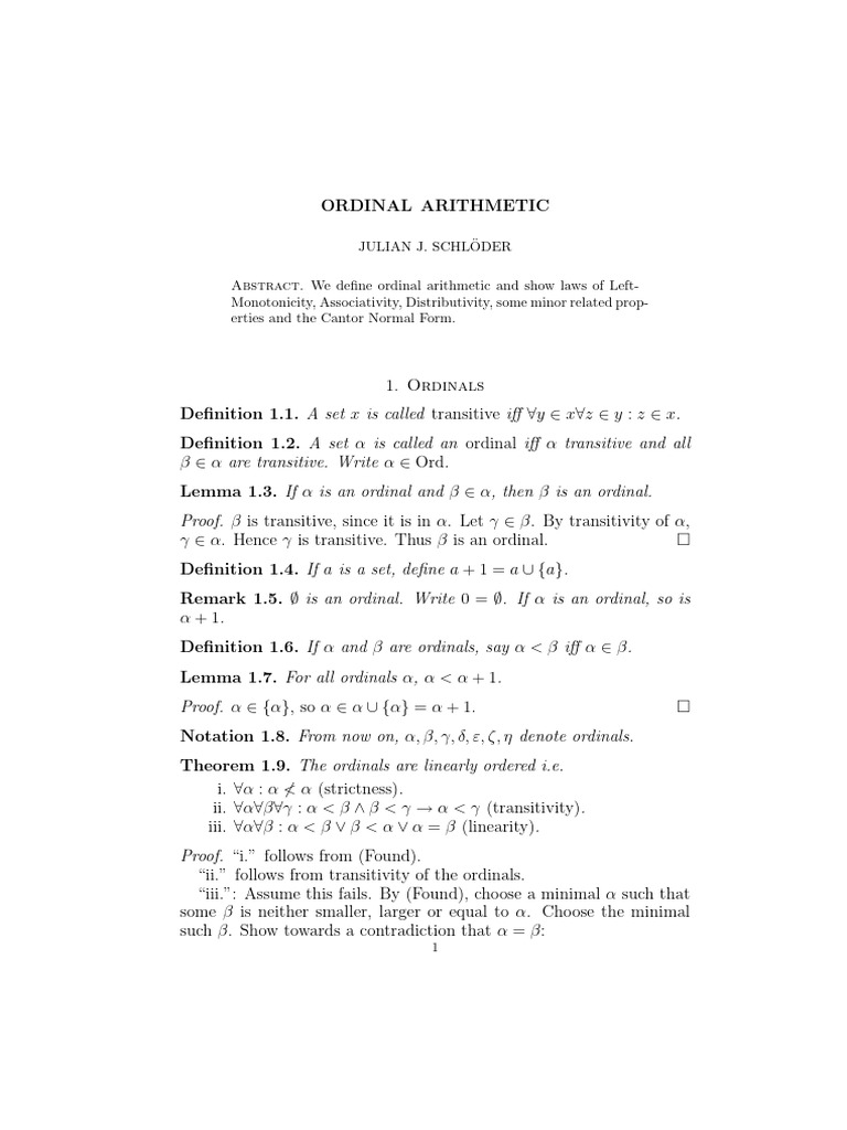 Understanding Ordinal Arithmetic Concepts | PDF | Mathematics ...