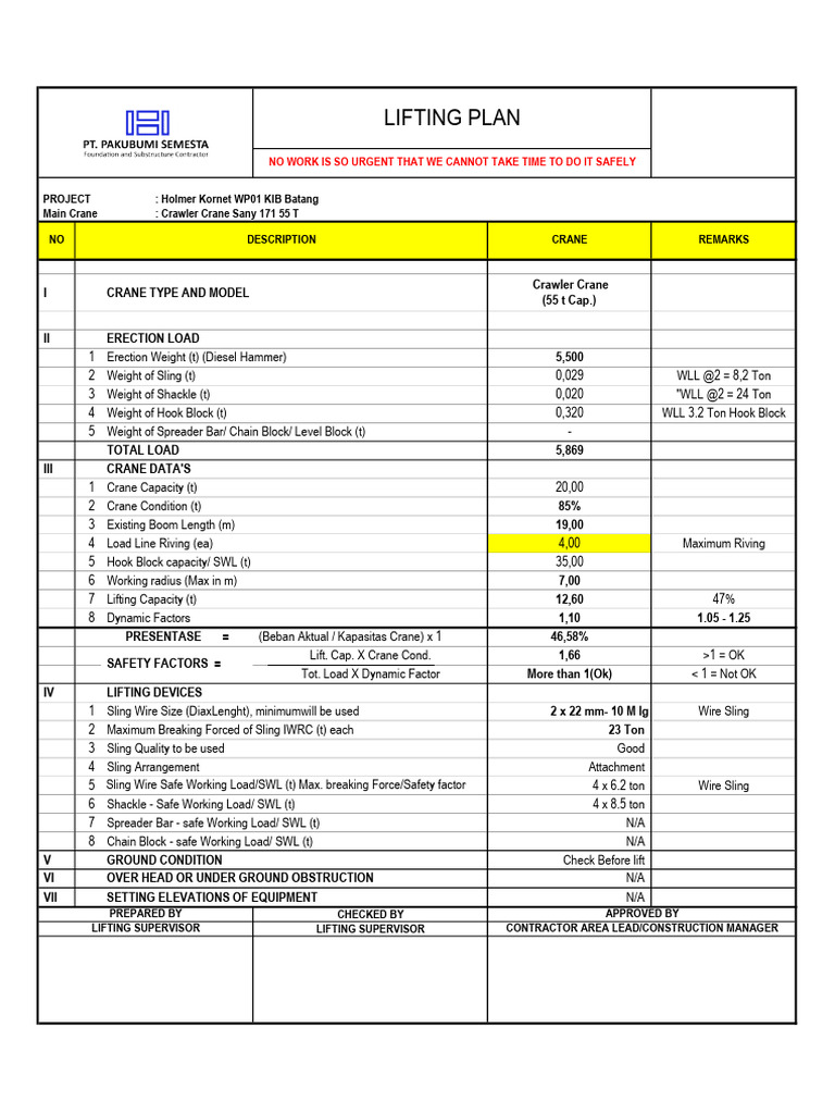 Crane Lifting Plan for Sany 171 55T | PDF | Crane (Machine) | Equipment