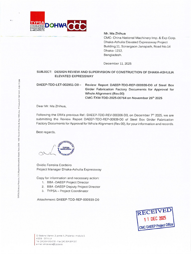 DAEEP-TDD-LET-002951-D0-Review Report DAEEP-TDD-REP-000939-D0 of Steel ...