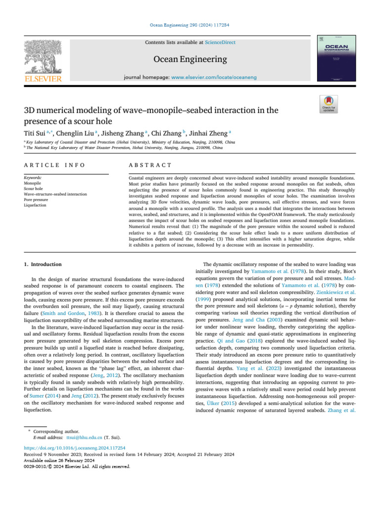 3D Modeling of Monopile Scour Effects | PDF | Waves | Physics