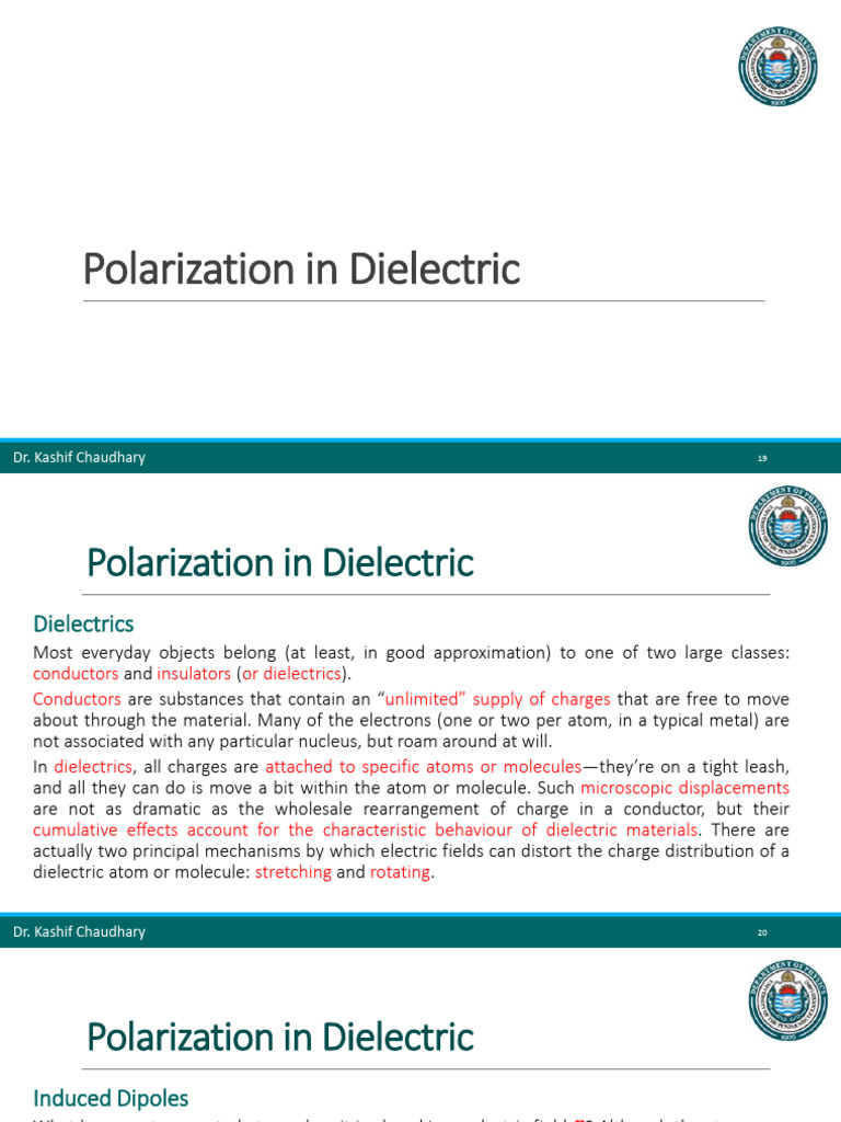 Understanding Dielectric Polarization | PDF | Dielectric | Chemical ...