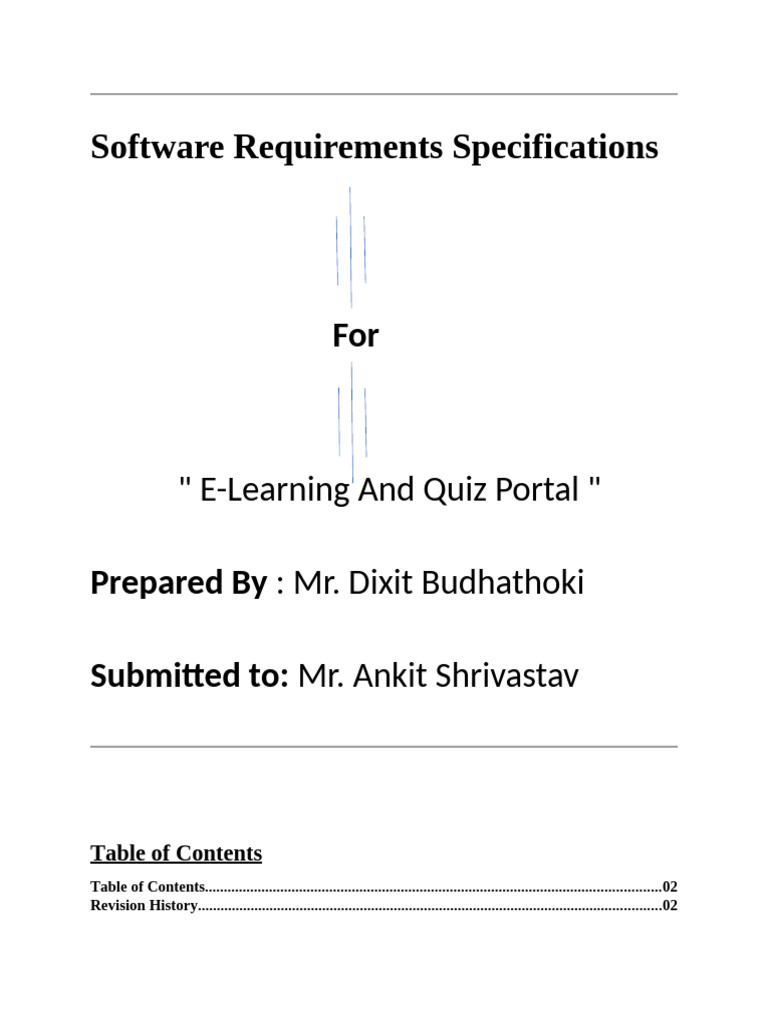E-Learning Quiz Portal SRS Document | PDF | World Wide Web | Internet & Web