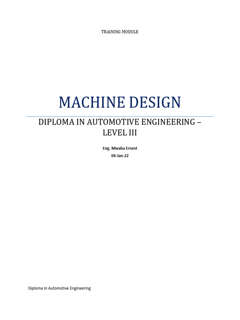 Machine Design for Automotive Engineering | PDF | Screw | Bearing ...